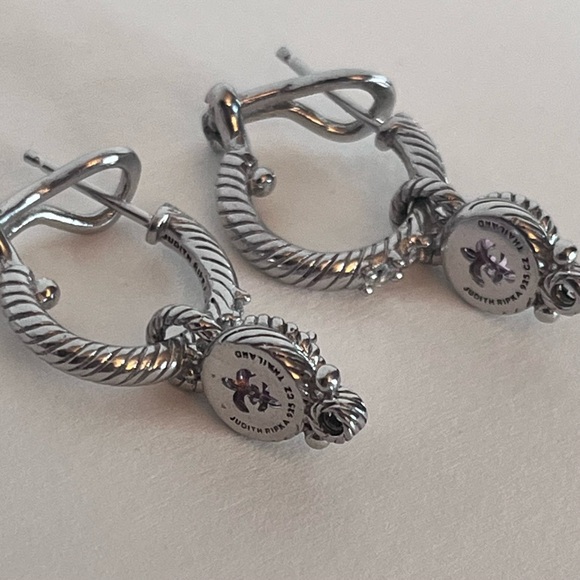 Judith Ripka Sterling Silver Pink CZ Drop Earrings - Picture 4 of 8